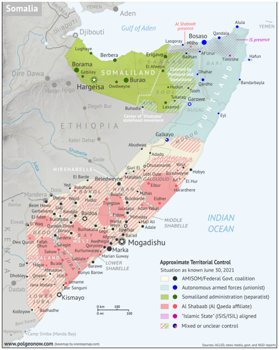 Figure 10. Somalia - Approximate Territorial Control