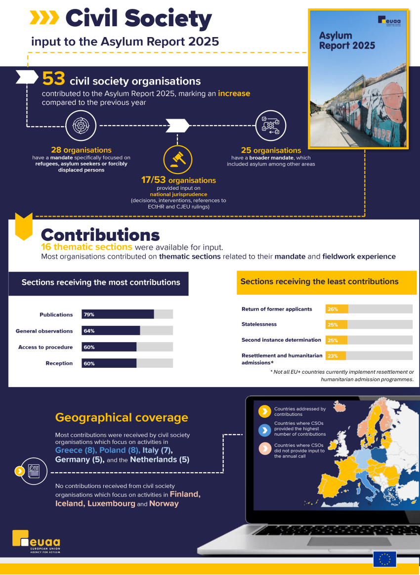 infographic on Civil Society input to the Asylum report 2025