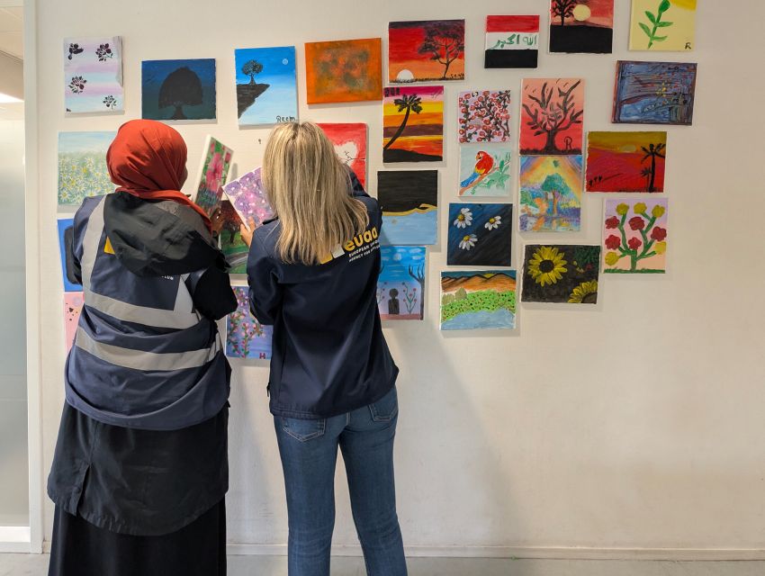 Art works by international protection applicants at Ter Apel.  